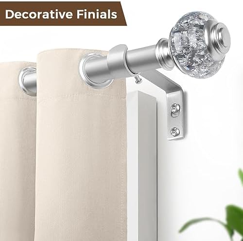 USFOOK 78 Inch Telescoping Curtain Rod for Windows 20-54 Inches