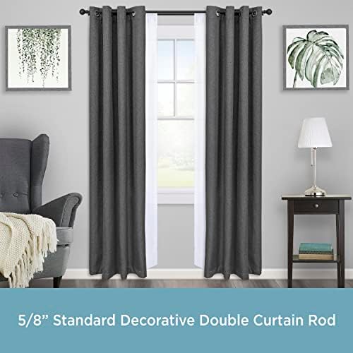 Kenney KN75917 Ball End Double Curtain Rod 36-66 Inch Adjustable Matte Black