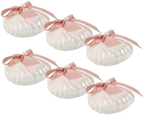 PRETYZOOM 12pcs Seashell Candy Boxes with Ribbons for Weddings and Parties