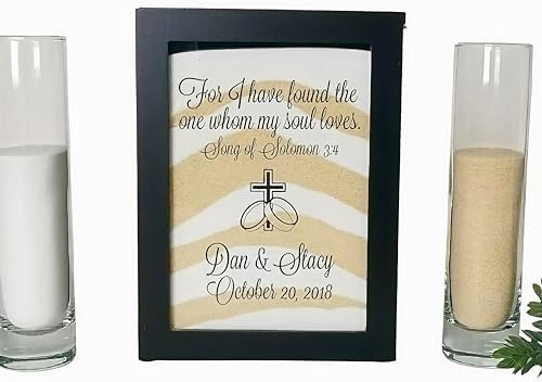 Personalized Unity Sand Ceremony Shadow Box Set - Wood Frame Ink Print Wedding Gift