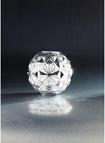 75 Inch Silver Geometric Glass Bowl Candle Holder