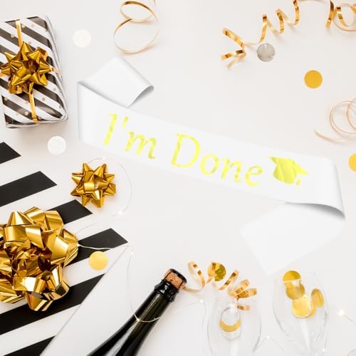 Graduation Sash for Graduates - White Satin Party Decor