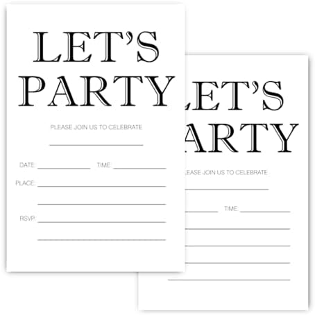 Lets Party Birthday Invitations for Kids Boys Girls
