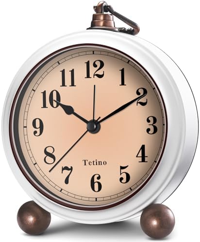 Tetino Analog Alarm Clock with Night Light and Silent Design