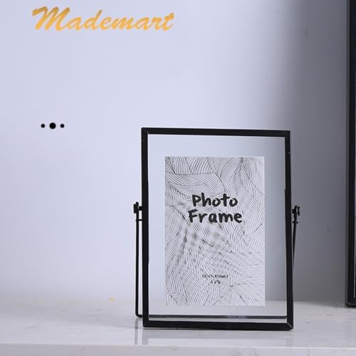 LAYUON Glass Pressed Flower Frame 4 Inches Gold Geometric