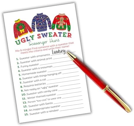 Lashicorn Christmas Scavenger Hunt Game Cards 30 Pack