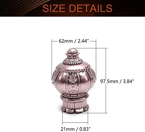 MroMax 2Pcs Curtain Rod Finials Rose Gold 1 Inch Outer Dia