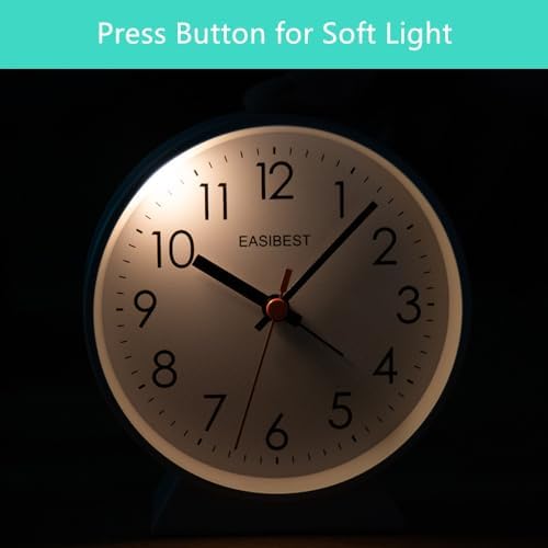 No Ticking Silent Alarm Clock with Snooze Light