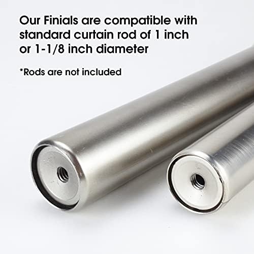 Luxury Satin Silver Faceted Curtain Rod Finials Set of 2