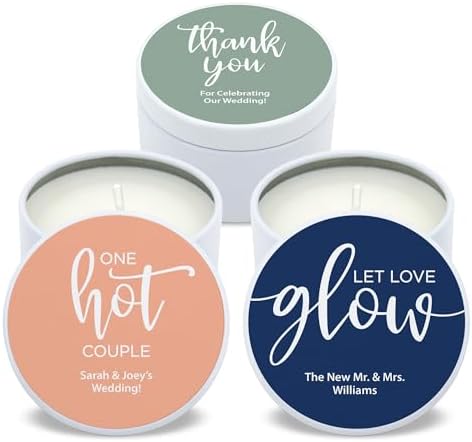 Personalized Soy Candle with Lavender Scent in White Tin Set of 10