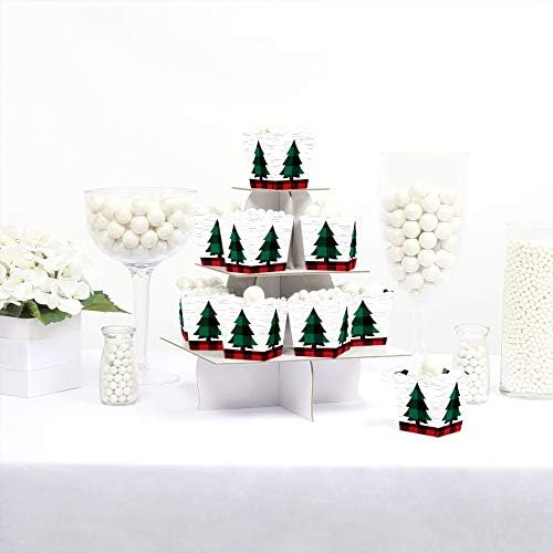 Big Dot of Happiness Holiday Plaid Trees Favor Boxes Set of 12
