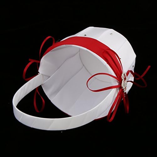 2PCS Wedding Flower Girl Baskets with Double Heart Rhinestone Design