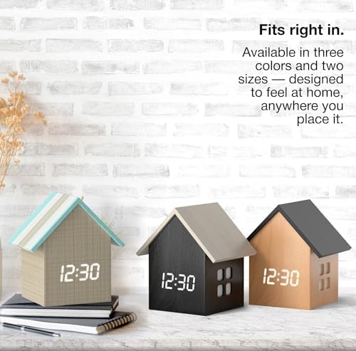 Driini Digital House Alarm Clock with Temperature Display - Light Wood Finish