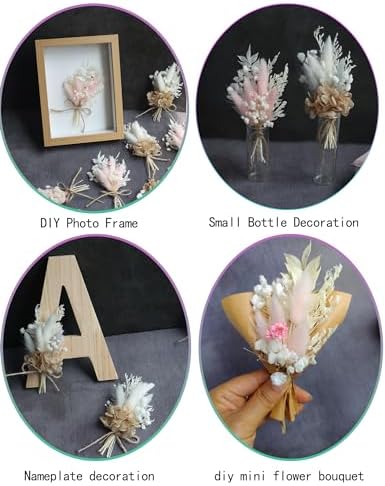 Mini Dried Flower Bouquet Set 12pcs Pink