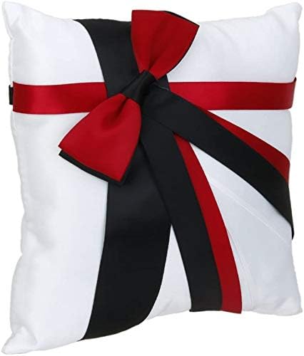 Taotenish Wedding Ring Pillow and Flower Girl Basket Set - White and Black
