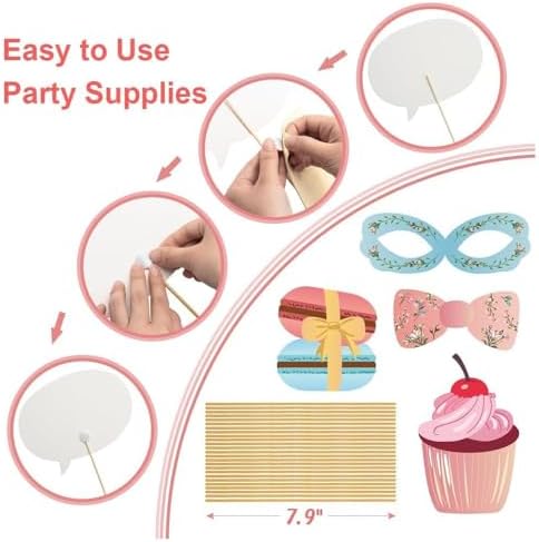 25 Pcs Tea Time Photo Booth Props with Stick