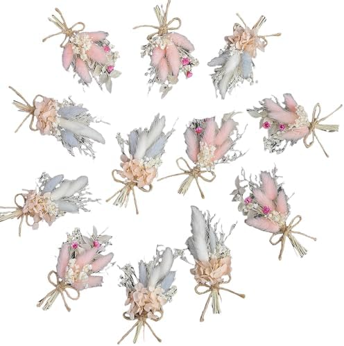 Mini Dried Flower Bouquet Set 12pcs Pink