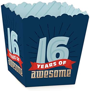 Big Dot of Happiness Boy 16th Birthday Candy Boxes Set of 12