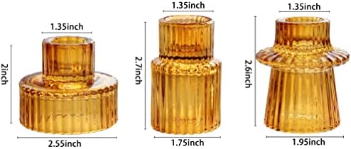 Vixdonos Taper Glass Candlestick Holders 3 Pcs Amber