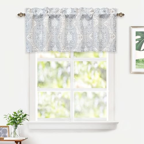 DriftAway Adrianne Damask Floral Valance 52x20 Inch