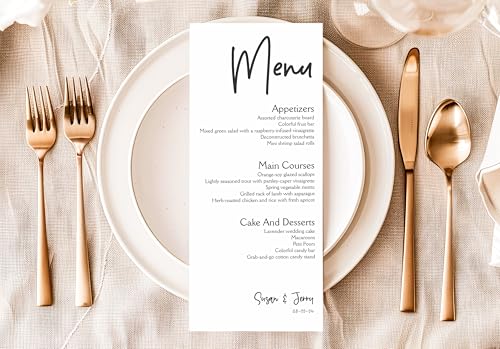 Personalized Printed Wedding Menu Set of 25