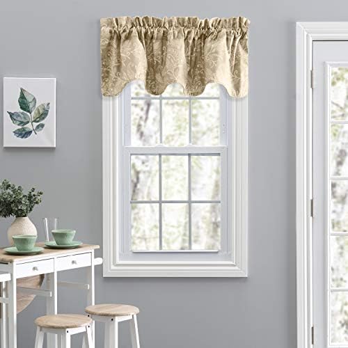 Ellis Curtain Lexington Leaf Scallop Valance Tan 58x15