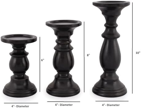 SAMHITA 3 Piece Black Farmhouse Candle Holder Set
