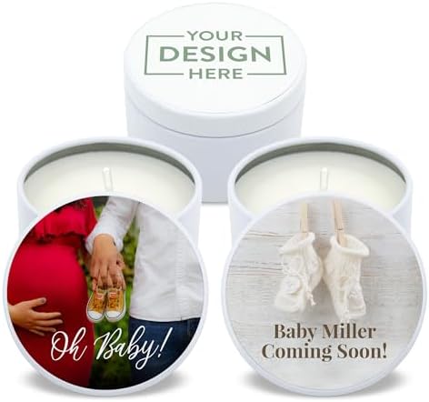 Custom Candles with Personalized Photo - Set of 10 White Tins