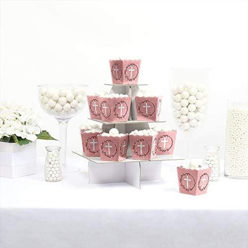 Pink Elegant Cross Mini Candy Boxes Set of 12
