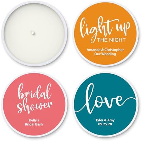 Personalized Soy Candle with Lavender Scent in White Tin Set of 10