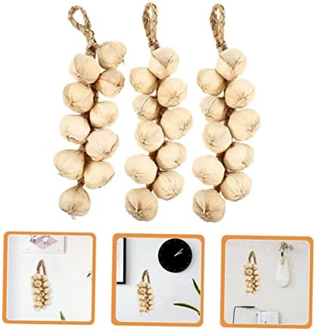 Vaguelly Realistic Garlic Hanging Decor 3pcs