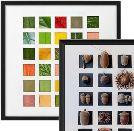 2 Pack Dried Leaf Photo Frame With Plexiglas And Stand
