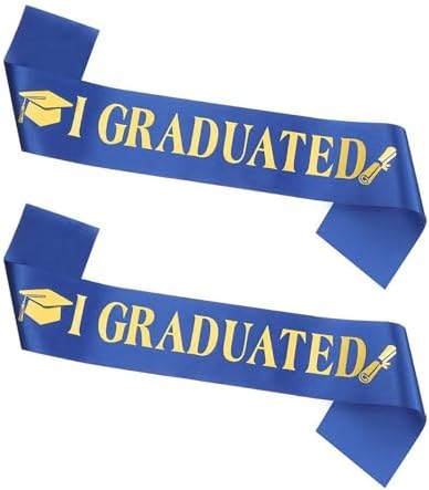 Dzrige 2 Pack Graduation Sash with Gold Glitter Letter