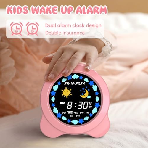 Kids Alarm Clock with Sun Moon LED Display and Sleep Sounds