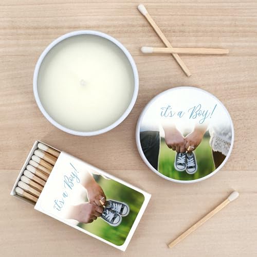 Custom Candles with Personalized Photo - Set of 10 White Tins