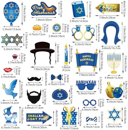 HOWAF 28pcs Happy Hanukkah Photo Booth Props Kit
