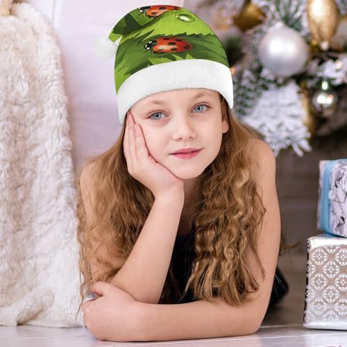 Santa Hat With Leaves And Ladybugs Christmas Party Hat