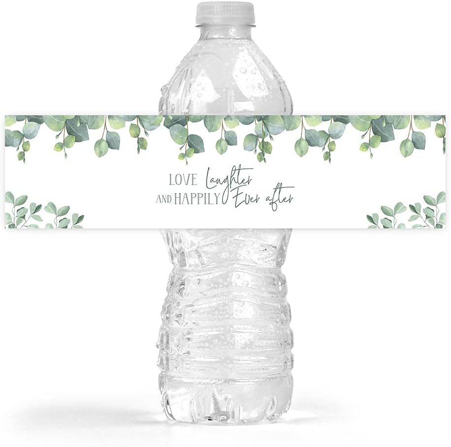 Eucalyptus Floral Water Bottle Wraps for Wedding Bridal Shower