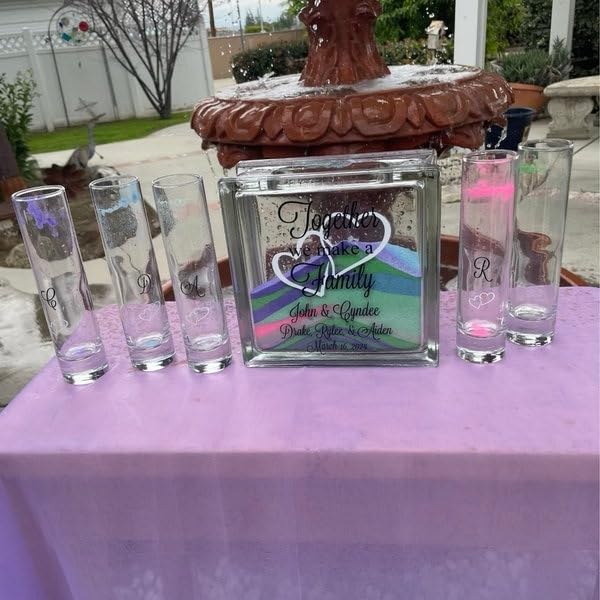 Glass Unity Sand Set Wedding with Lid Personalized Blended Family Ceremony