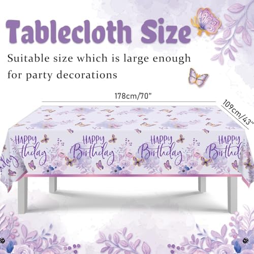 Purple Butterfly Birthday Decorations Set 112Pcs for 20 Guests
