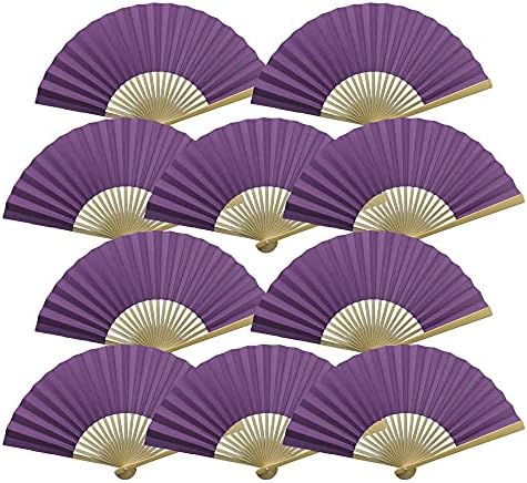 Quasimoon Paper Hand Fans 9-Inch Dark Purple 10-Pack