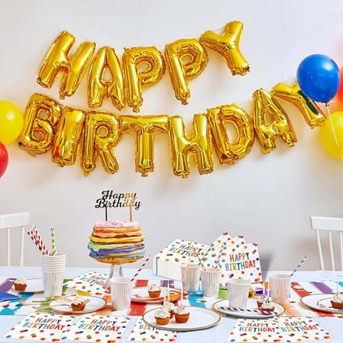 Happy Birthday Polka Dot Napkins 65x65 Inches 50 Pack
