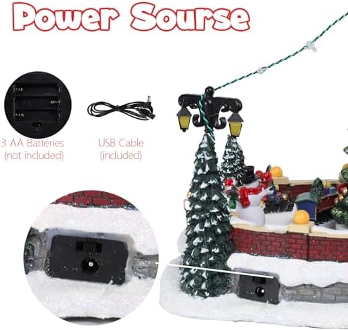 MUMTOP Christmas Village with Rotating Train and Music