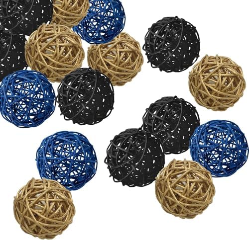 15pcs 2inch Wicker Rattan Decorative Balls Set