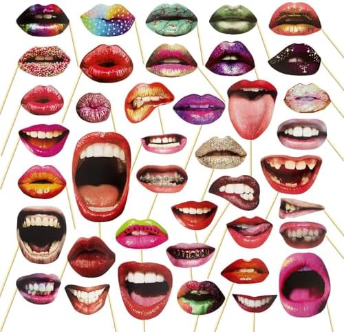 40pcs Fun Lip Photo Booth Props with Stick
