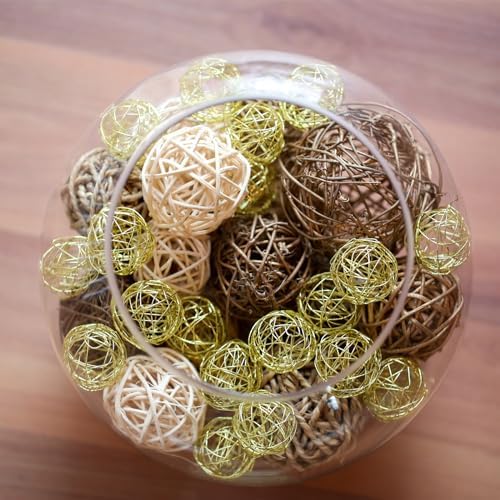 Uxcell 40 Pcs Wicker Rattan Decorative Balls