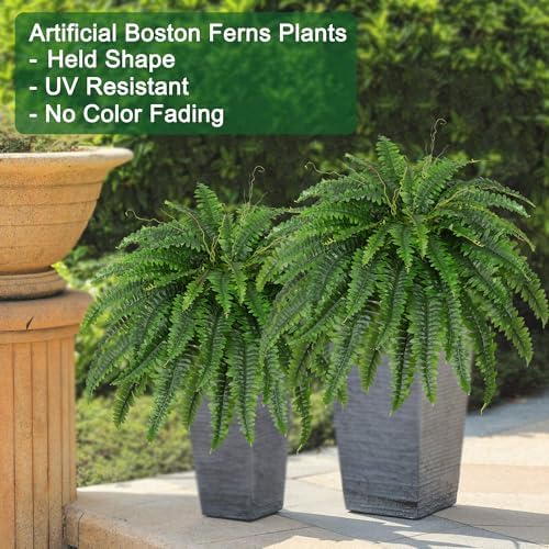 Set of 2 Large Artificial Boston Fern Bushes
