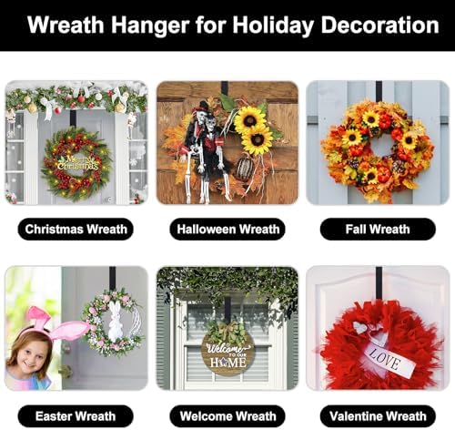 Adjustable Wreath Hanger for Front Door and Hooks Organizer