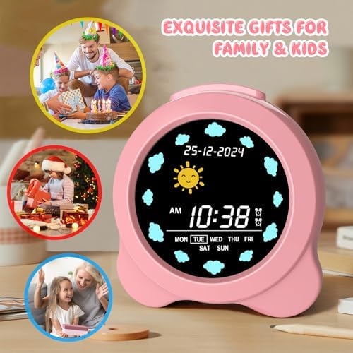 Kids Alarm Clock with Sun Moon LED Display and Sleep Sounds