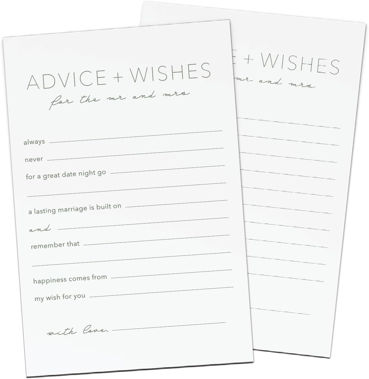 CARDAMONOLY Advice and Wishes Cards for Wedding Decorations